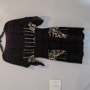 ANNA SUI ANTHROPOLOGIE SILK/WOOL BLEND PURPLE PRINT DRESS